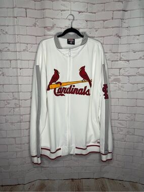 Stitches St. Louis Cardinals Full Zip Track Jacket White Gray 2XL